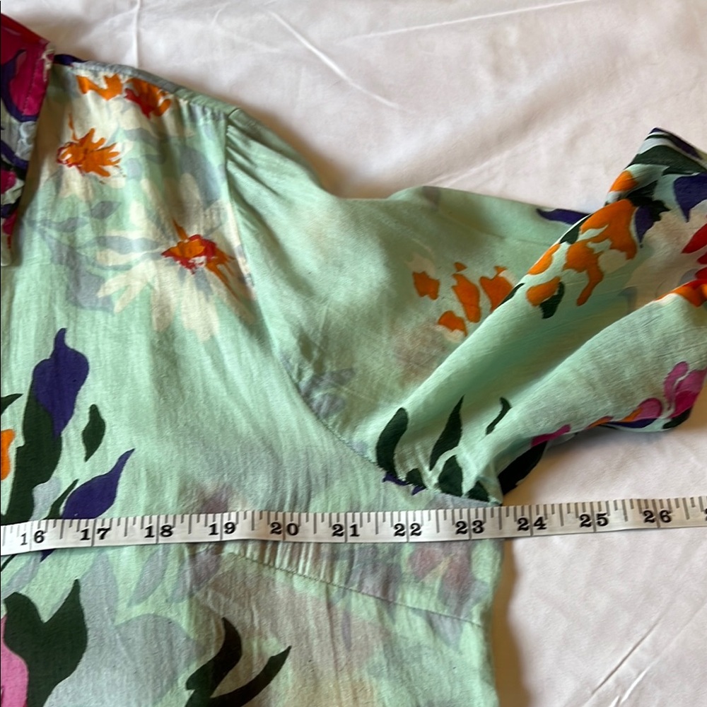 Soft Surroundings Aqua Lily 3/4 Sleeve Large Button Down Shirt - Picture 7 of 10